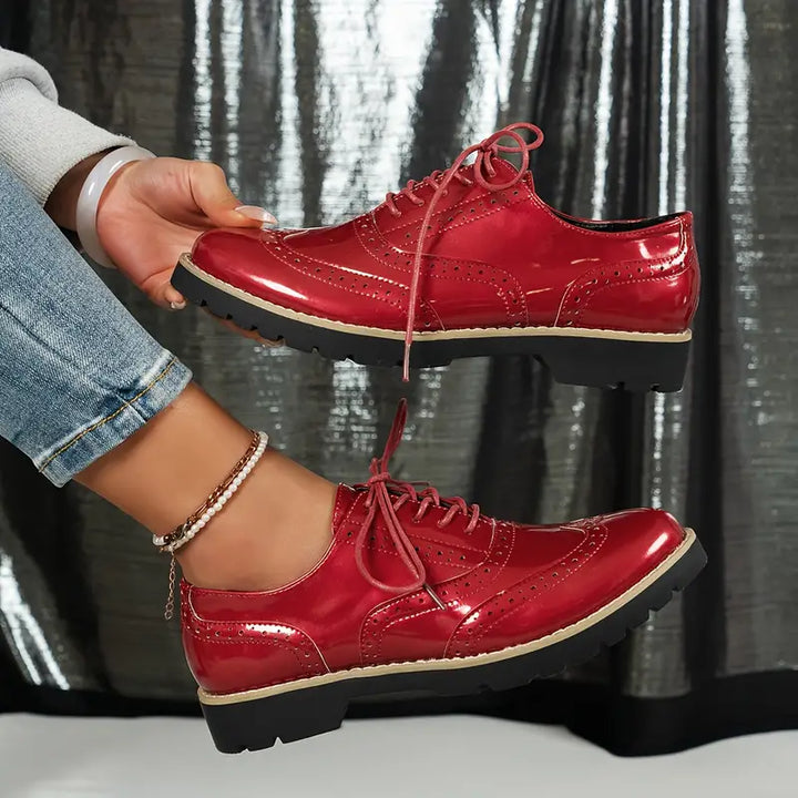 W&W Mode | Lackschuhe Im Oxford Stil Mit Klobiger Sohle Für Damen