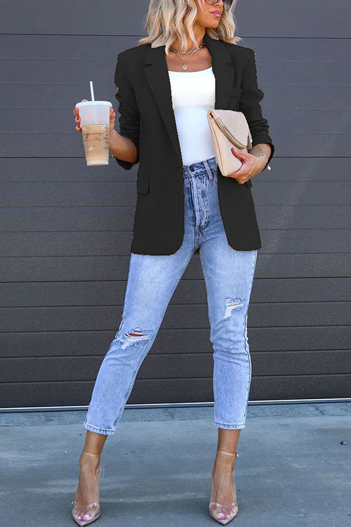 Damen-Blazer mit einem Knopf, Rückenschlitz und Taschen