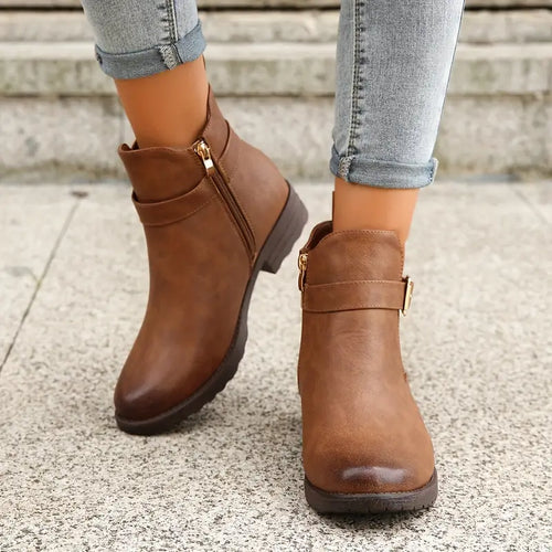 W&W Mode | Lässige Rutschfeste Stiefelette mit Seitlichem Reißverschluss