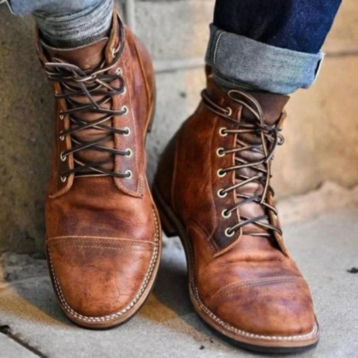 W&W Mode | Weinlese Lederstiefel Mit Schnürung