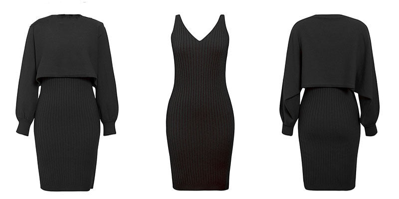 W&W Mode | teilige gestrickte Set - elegantes gestricktes ärmelloses Kleid mit Pullover für Herbst und Winter