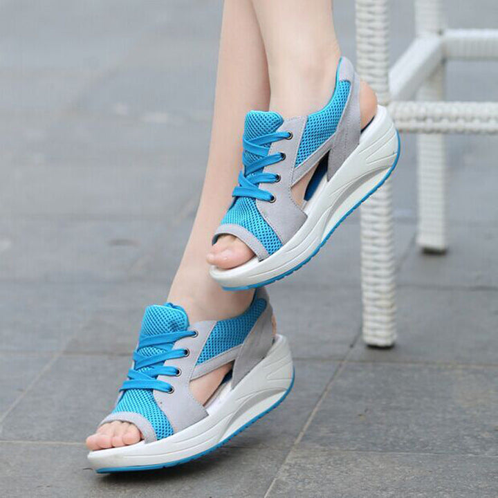 W&W Mode - Orthopädische Muffin-Sandalen mit Ausschnitt und Schnürung