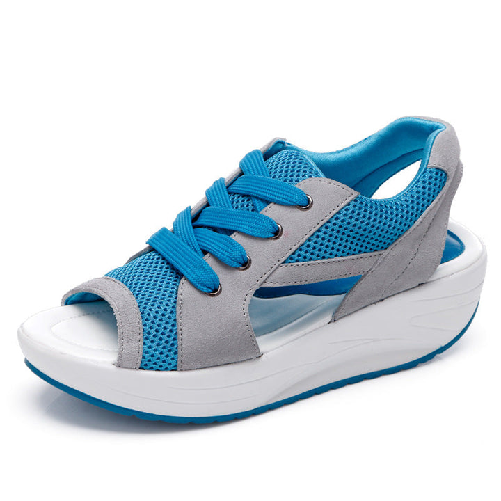 W&W Mode - Orthopädische Muffin-Sandalen mit Ausschnitt und Schnürung