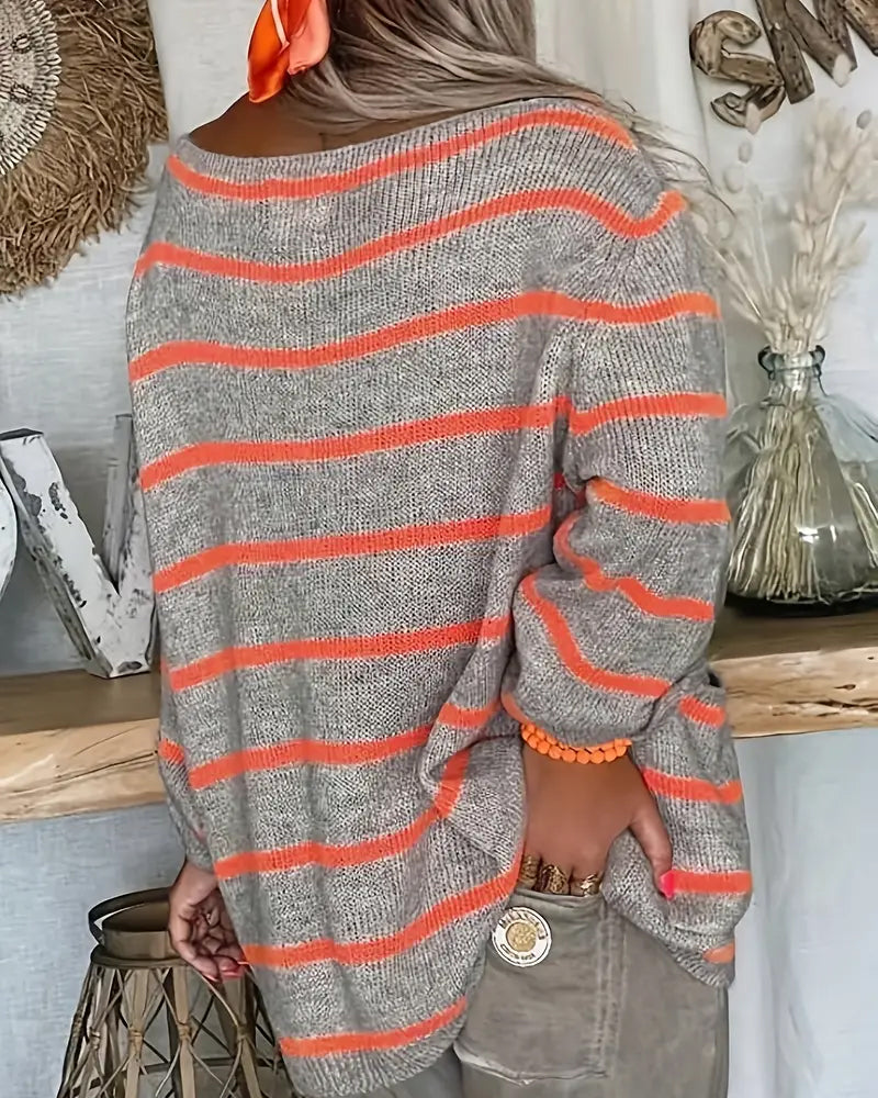 W&W Mode – Warmer gestreifter Damenpullover