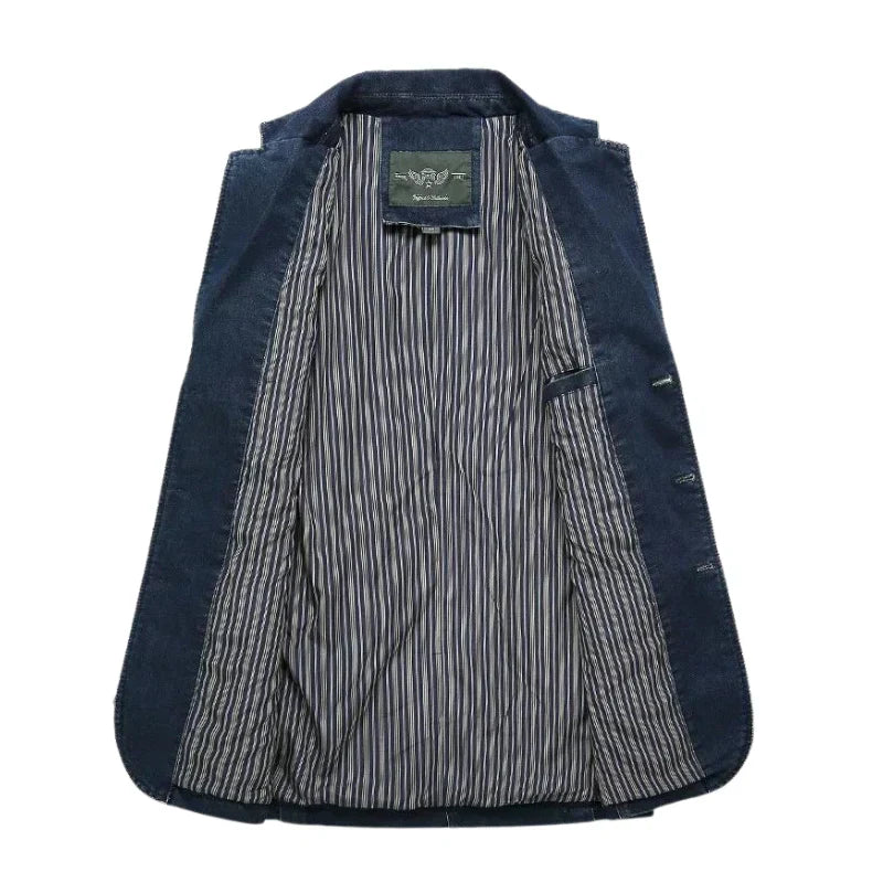 W&W Mode | Herren Denim Baumwolle Blazerjacke