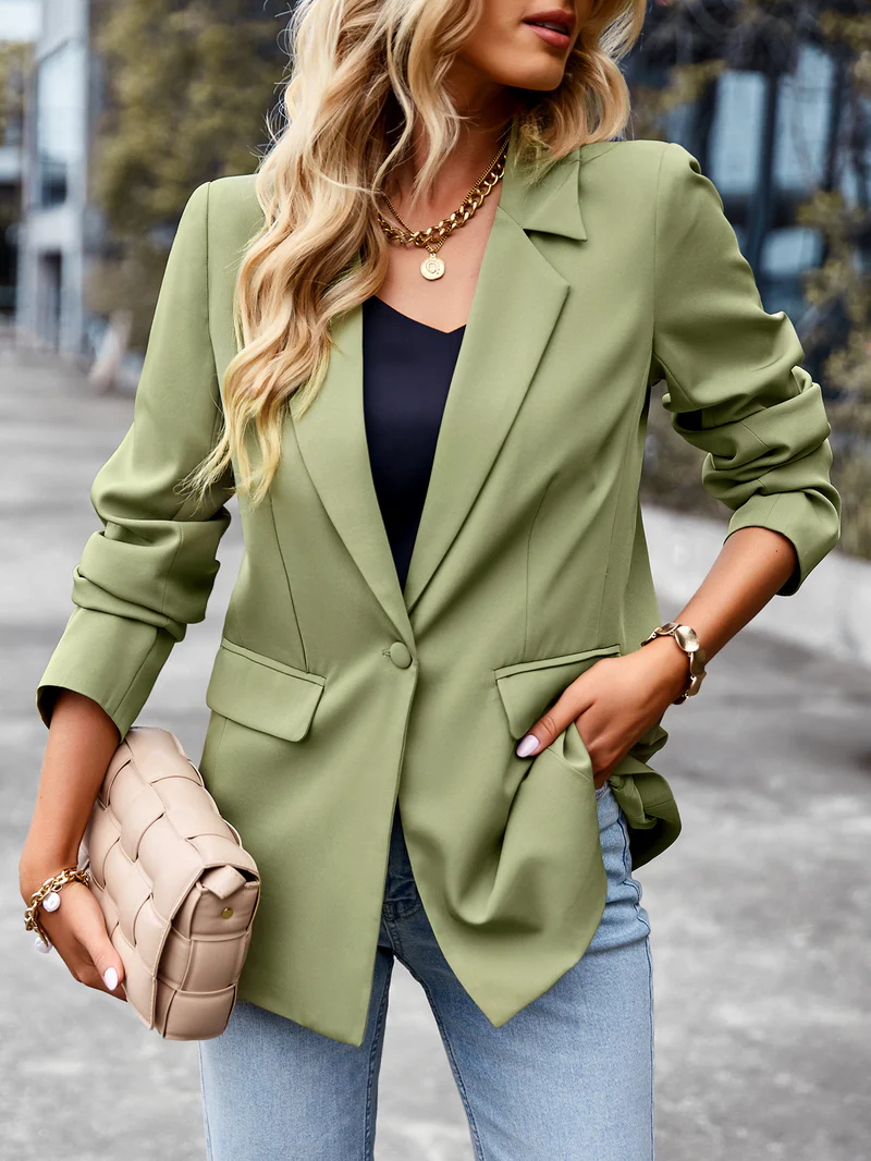 W&W Mode | Damen Blazer mit Einem Knopf, Langen Ärmeln, Tailliertem Schnitt, Lässig Chic