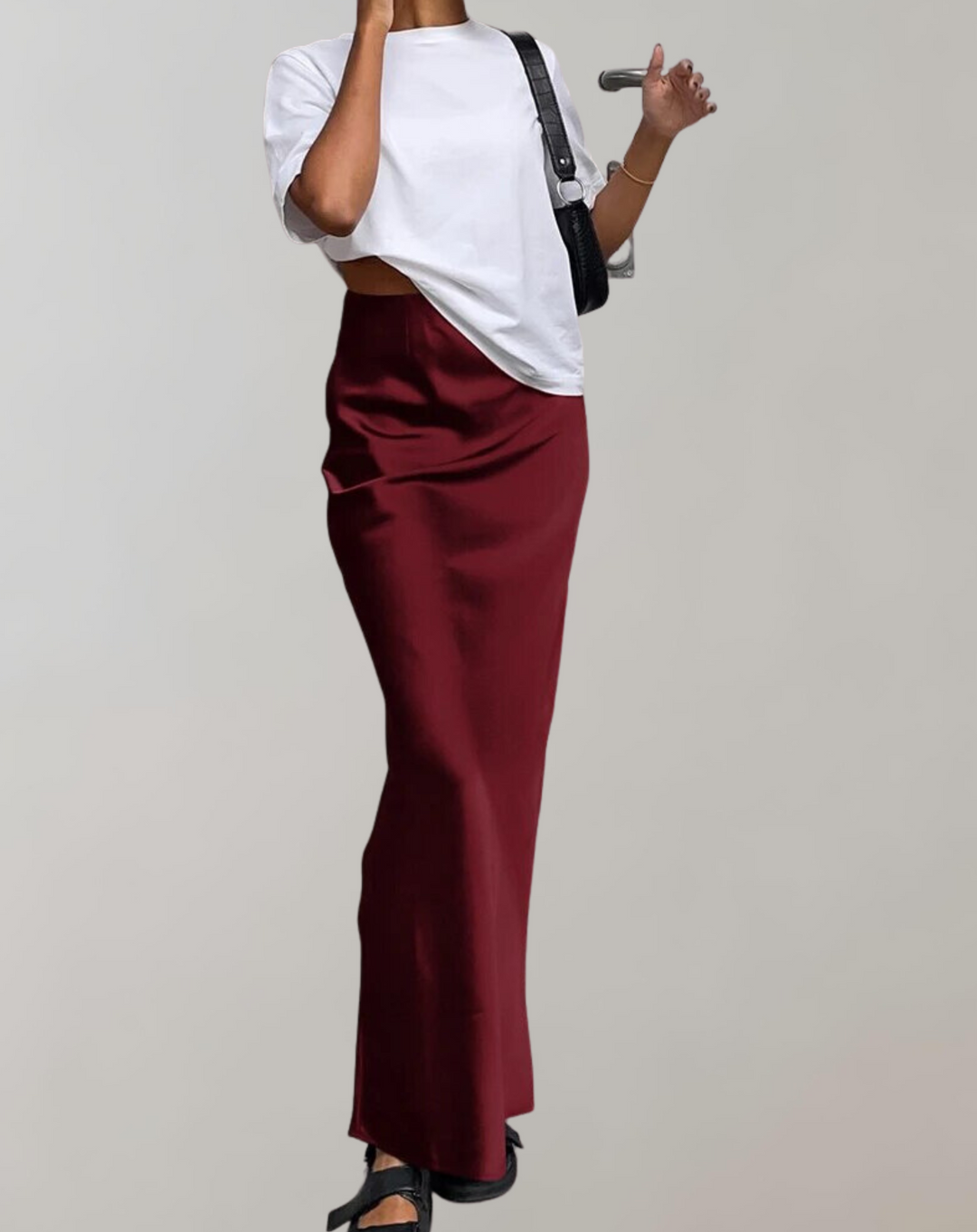 Damen Satin-Maxikleid in Trompetenform
