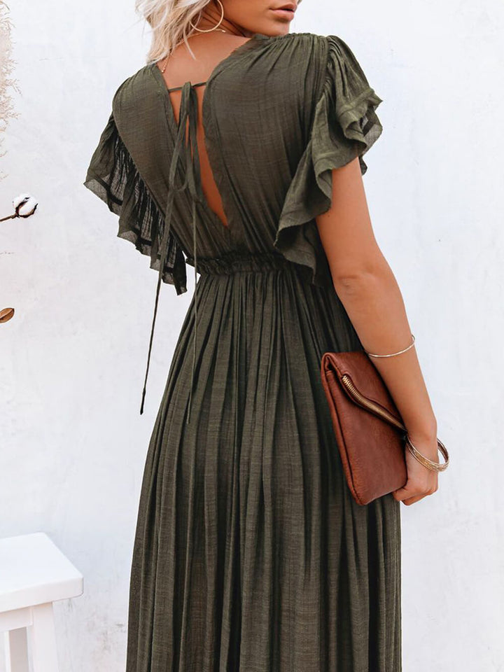 W&W Mode | Stil Maxi Kleid mit Flatterärmeln für Frauen