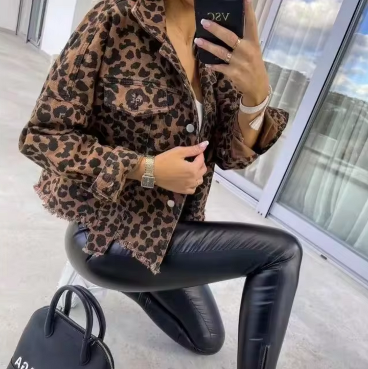 W&W Mode | Denimjacke Mit Leopardenmuster