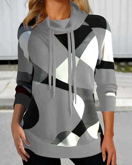 W&W Mode | Hoodie Mit Hohem Kragen Und Kontrastfarbe