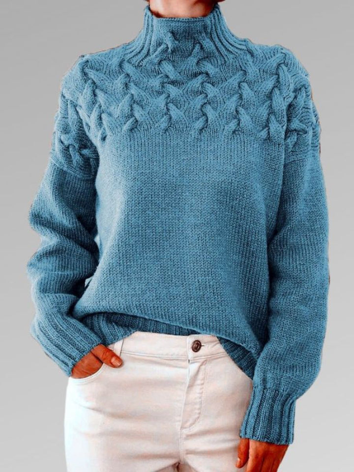 W&W Mode - Damen hochkragen Kabelstrickpullover