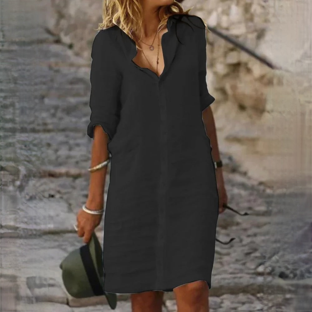 W&W Mode | Baumwolle Leinen Damen Kleid
