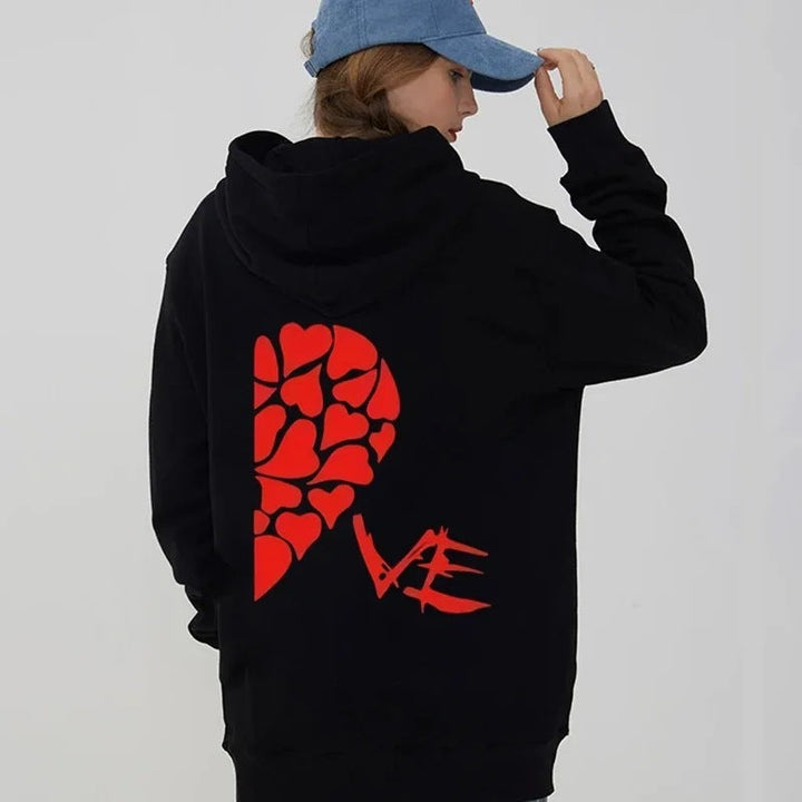 Paar-Hoodie mit Herzmotiv aus Polyester