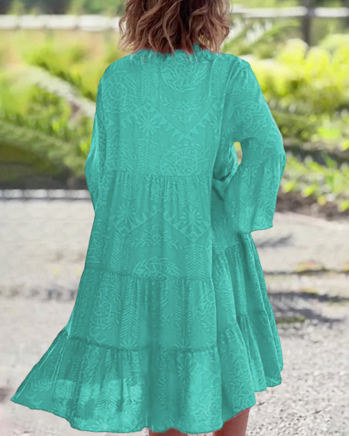 W&W Mode | Kleid mit 3/4-Ärmeln und geometrischem Boho-Print