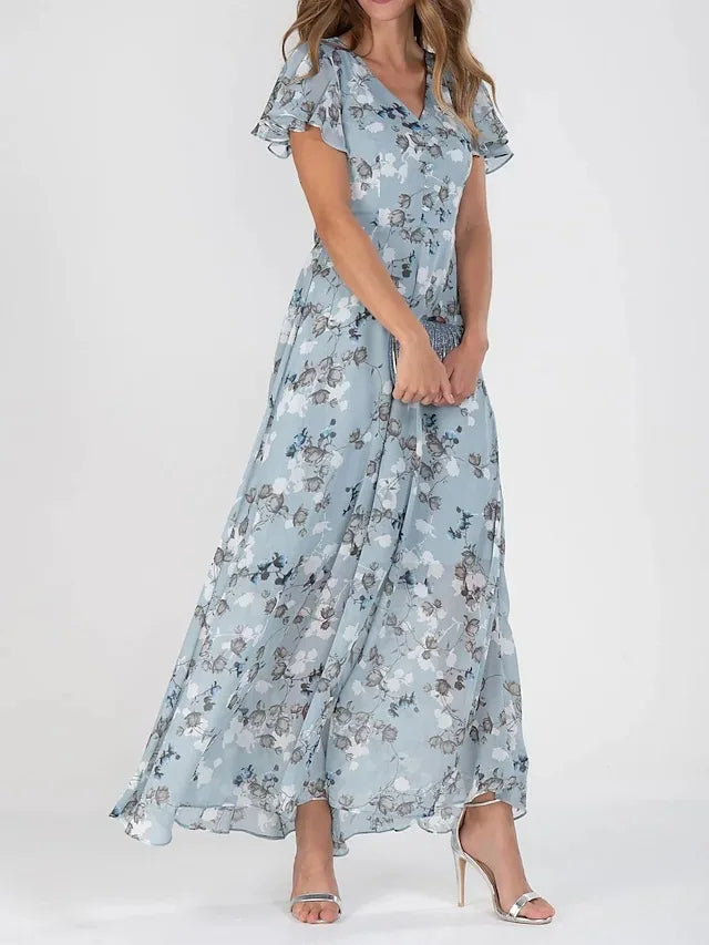 W&W Mode | Elegante Blumen Chiffon Kleid