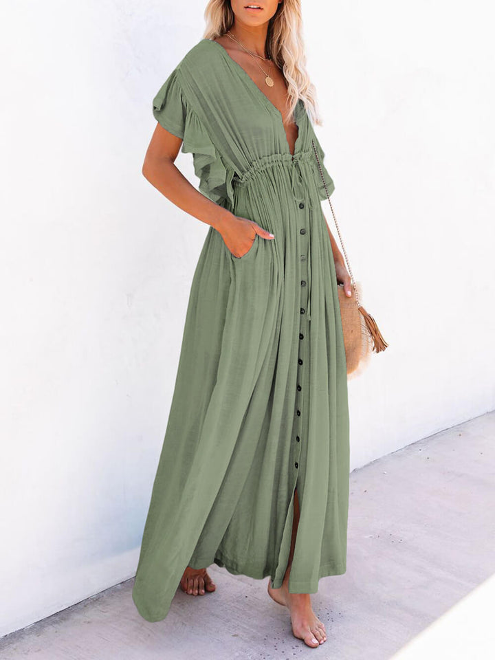 W&W Mode | Stil Maxi Kleid mit Flatterärmeln für Frauen