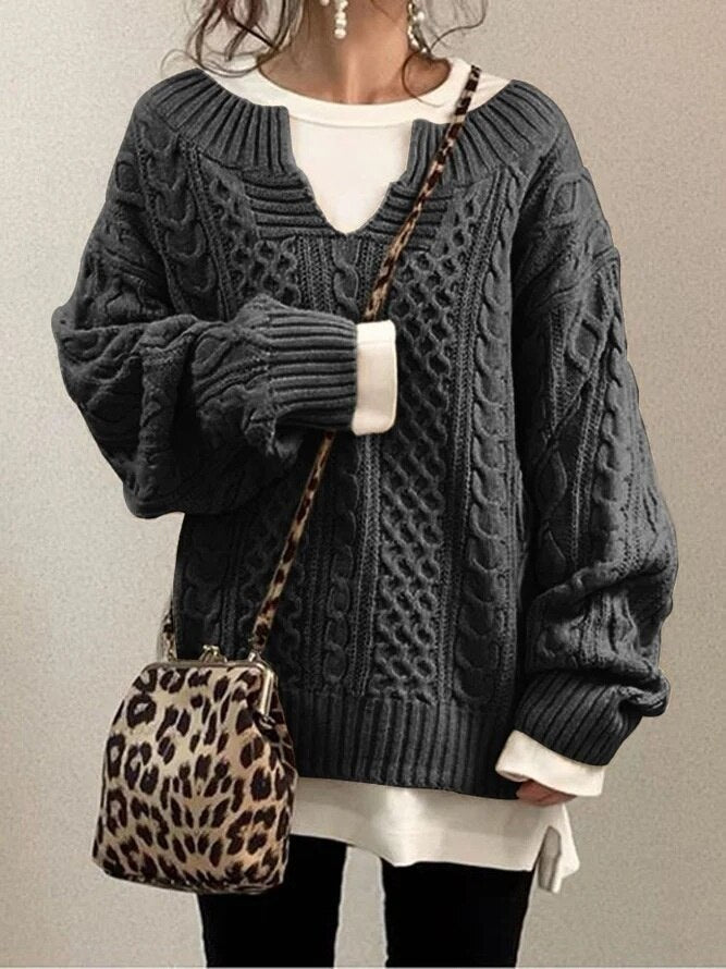 W&W Mode Luxe Sweater | Bequemer warmer Oversized-Zopfpullover aus weichem Material