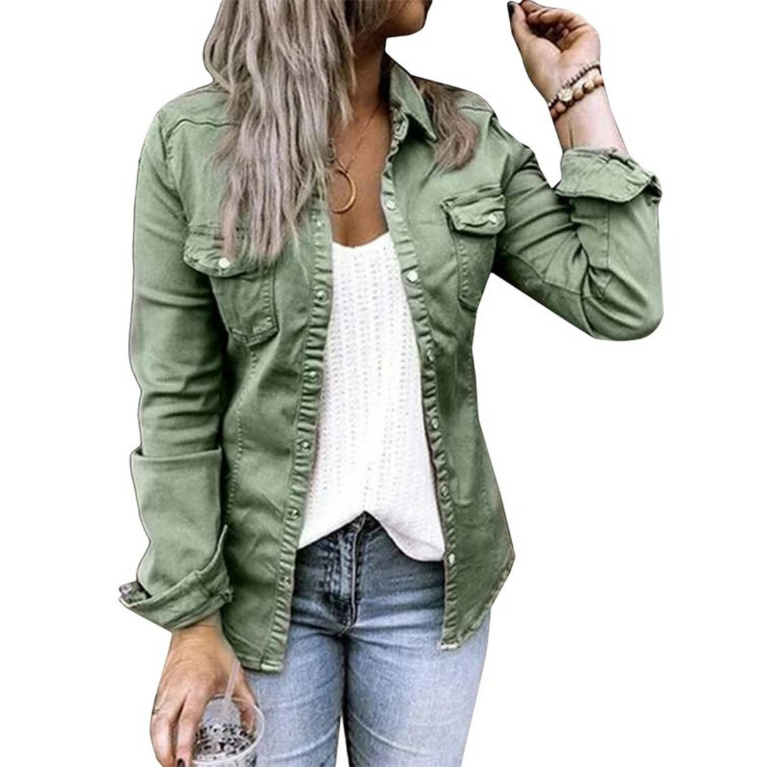 W&W Mode | Damen Sommerjacke Im Military Denim Stil