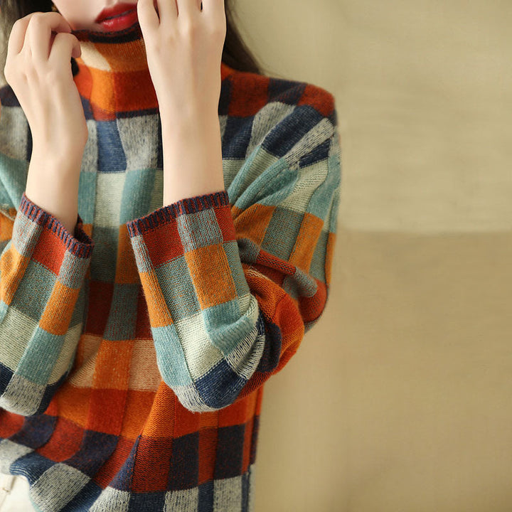 W&W Mode | Bunter Karierter Strickpullover