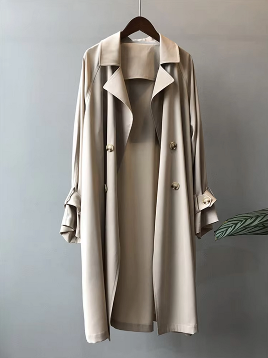 W&W Mode | Langer Trenchcoat mit Reverskragen Knöpfen und Langen Ärmeln