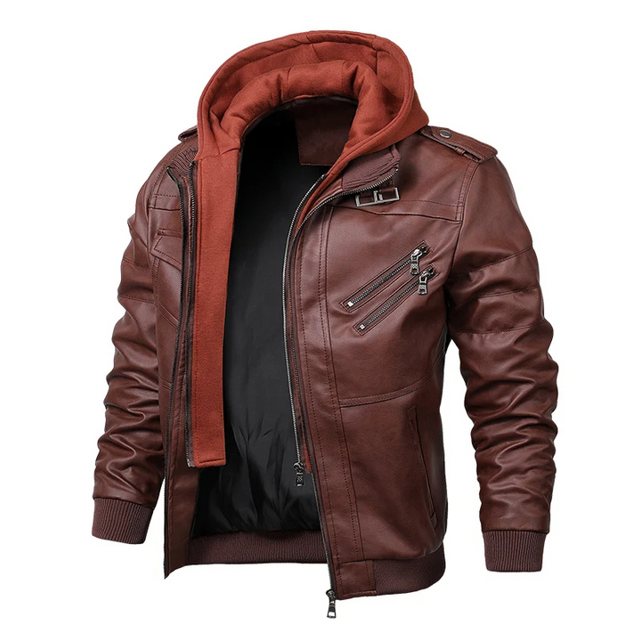 W&W Mode | Lederjacke Herren Mit Reißverschluss, Klassische Jacke Aus Echtleder