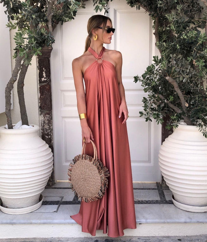 W&W Mode | Satin Halter Neck Maxi Dress für Frauen