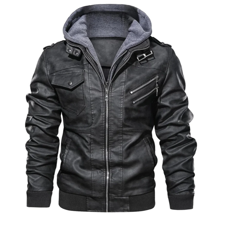 W&W Mode | Lederjacke Mit Kapuze Für Herren