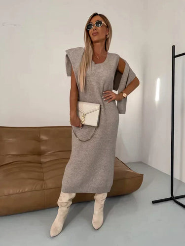 W&W Mode | Stretchkleid Mit Passendem Pullover