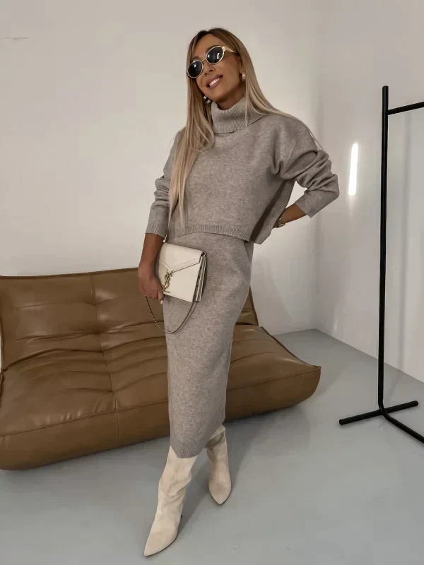 W&W Mode | Stretchkleid Mit Passendem Pullover