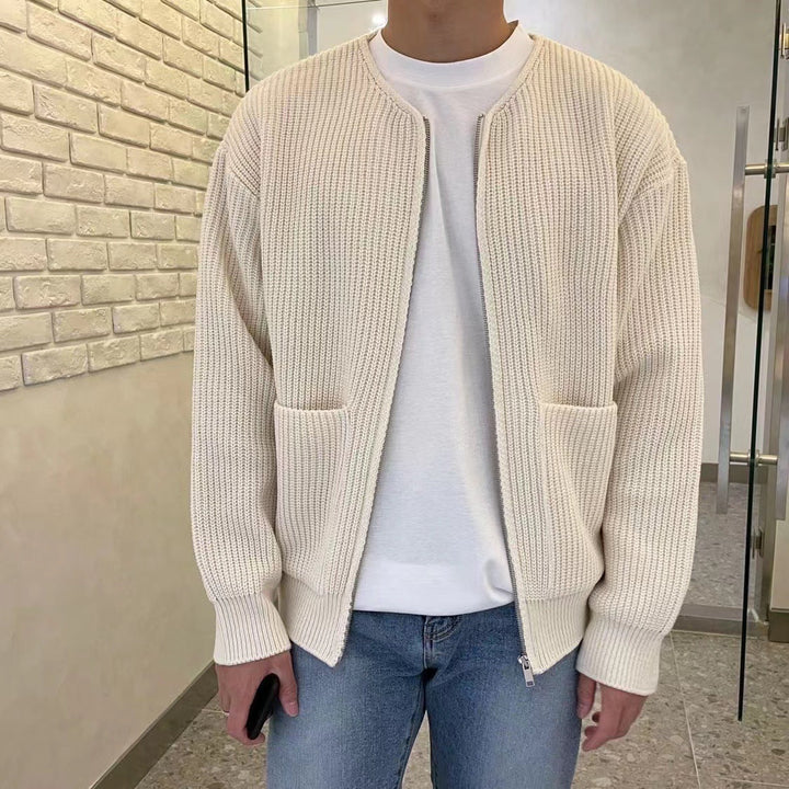 W&W Mode | Stehkragen Strickjacke für Herren | Warmer und stilvoller Pullover