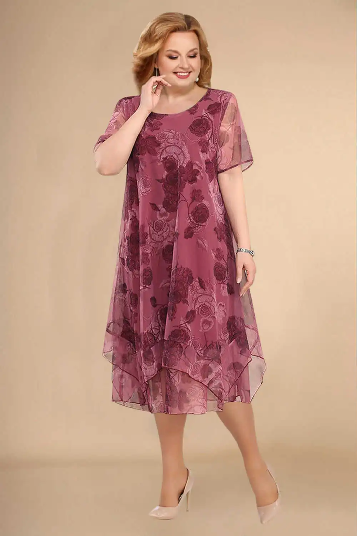 Damen Chiffonkleid mit floraler Optik und fließender Passform