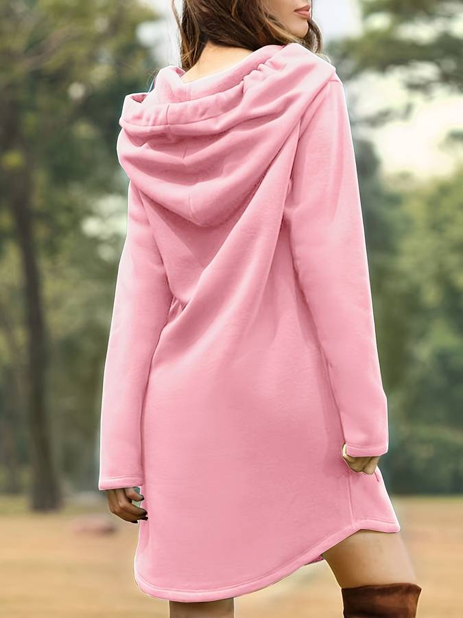 W&W Mode - Rotes Kapuzen Sweatshirtkleid mit Taschen
