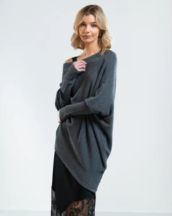 W&W Mode | Asymmetrischer Damenpullover mit eleganter Drapierung