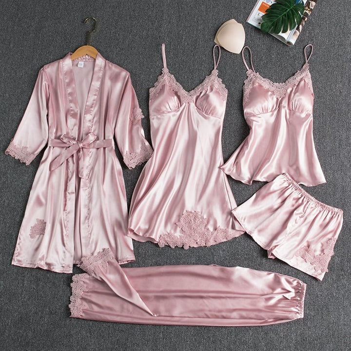 W&W Mode | Luxuriöses Satin Nachtkleid Set