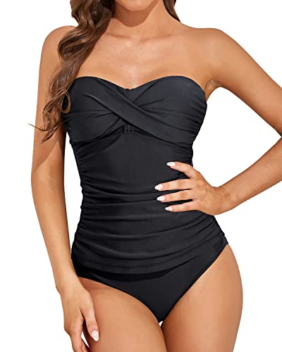 W&W Mode | Twist Front Bandeau Tankini Mit Push up Cups Für Frauen