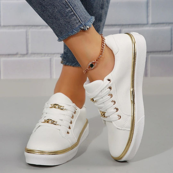 W&W Mode | Bequeme Damen Sneaker Mit Goldakzenten Und Weicher Einlegesohle Für Sommer