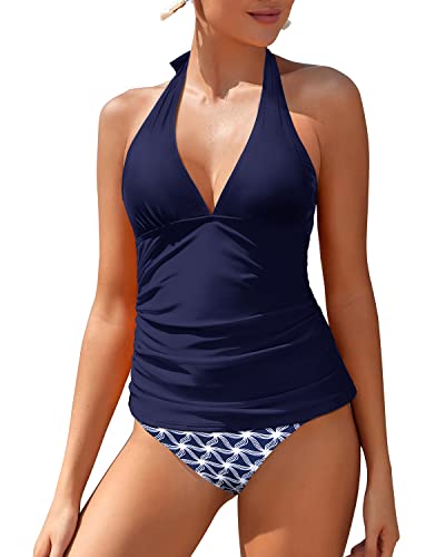 W&W Mode | Damen Sexy V-Ausschnitt Halter Tankini Oberteil Mit Bikini Unterteil