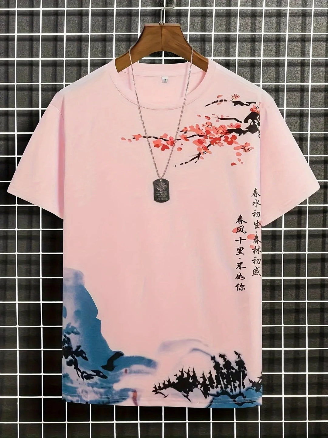 W&W Mode | Herren T-shirt Blumen Und Wellen Design