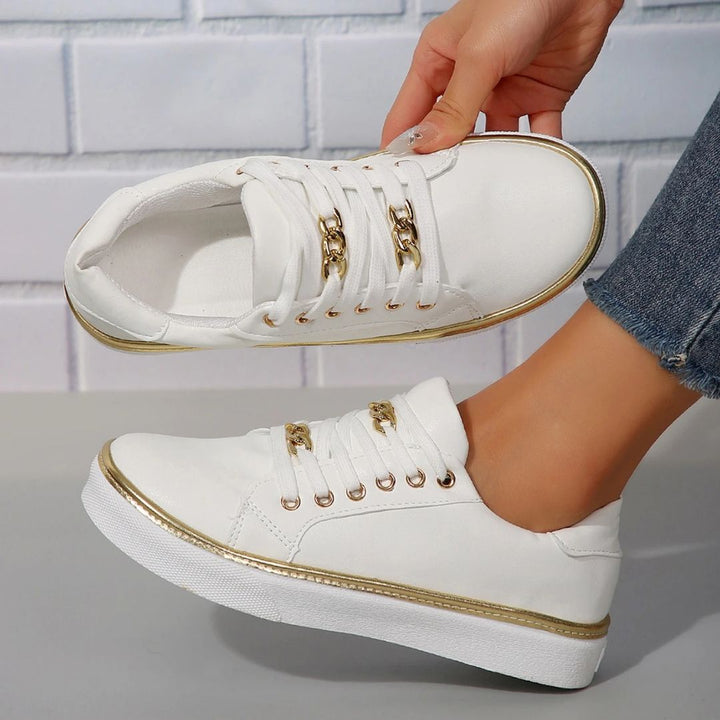 W&W Mode | Bequeme Damen Sneaker Mit Goldakzenten Und Weicher Einlegesohle Für Sommer