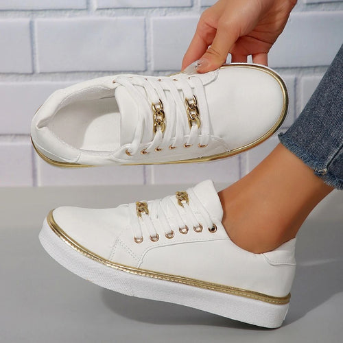 W&W Mode | Bequeme Damen Sneaker Mit Goldakzenten Und Weicher Einlegesohle Für Sommer