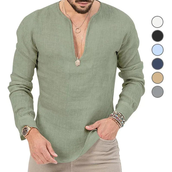 W&W Mode | Herren Leinen Langarmhemd