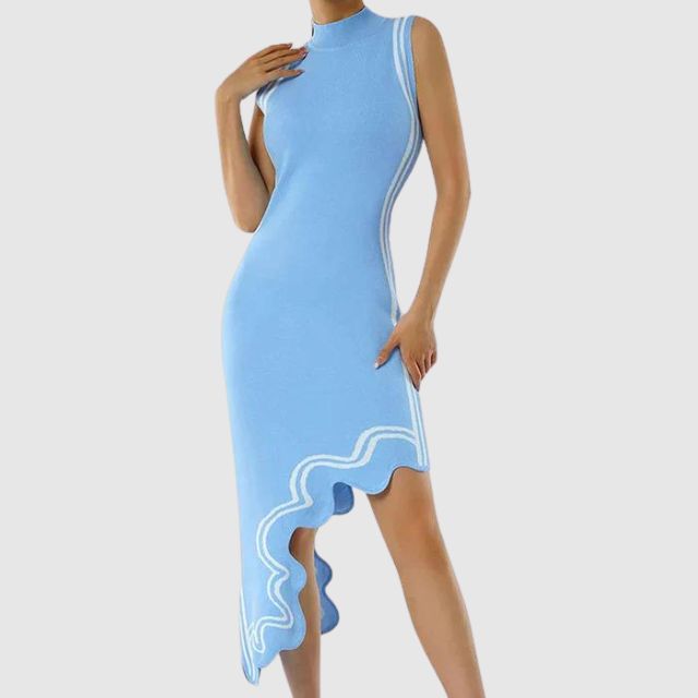 W&W Mode | Ärmelloses Kleid mit Kontrastpaspelierung