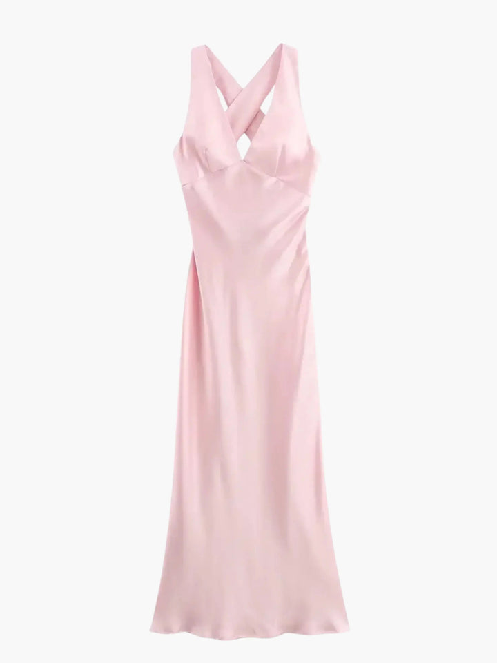 W&W Mode | Elegantes Satin Kleid Mit Kreuzdetail