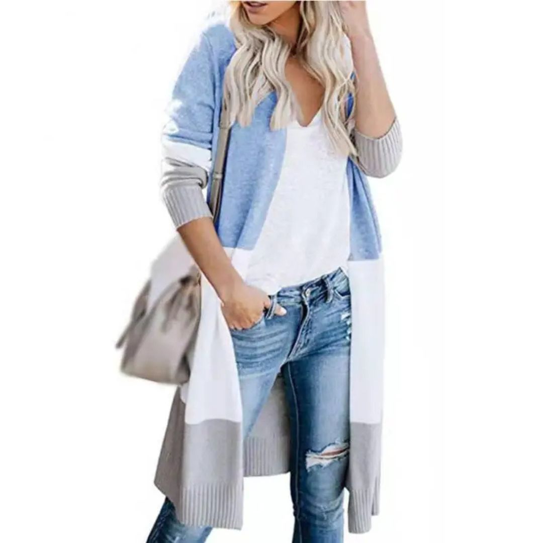 W&W Mode | Strickjacke mit Farbblock und offener Front