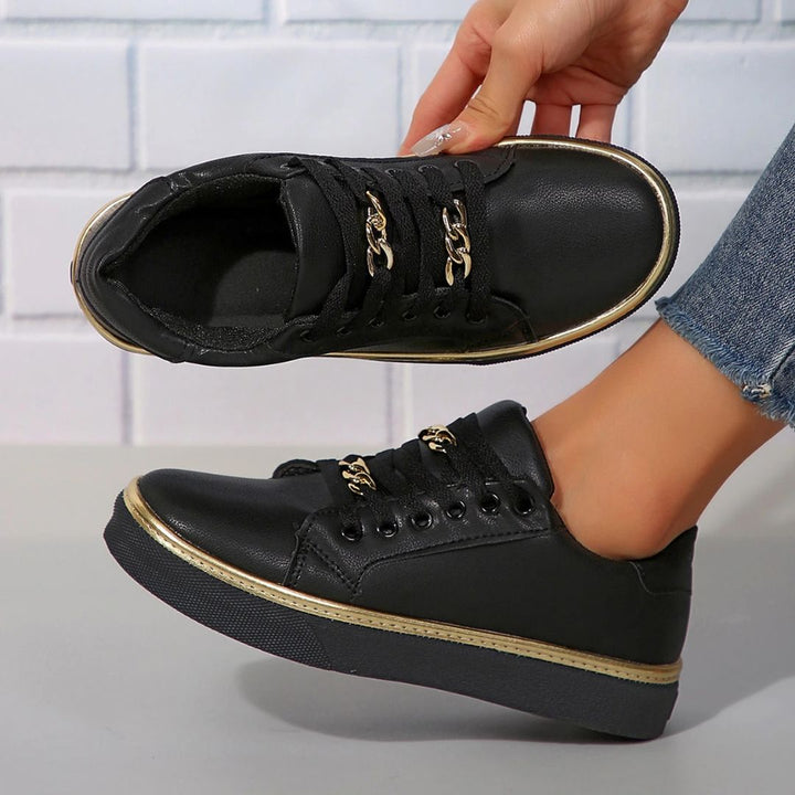 W&W Mode | Bequeme Damen Sneaker Mit Goldakzenten Und Weicher Einlegesohle Für Sommer