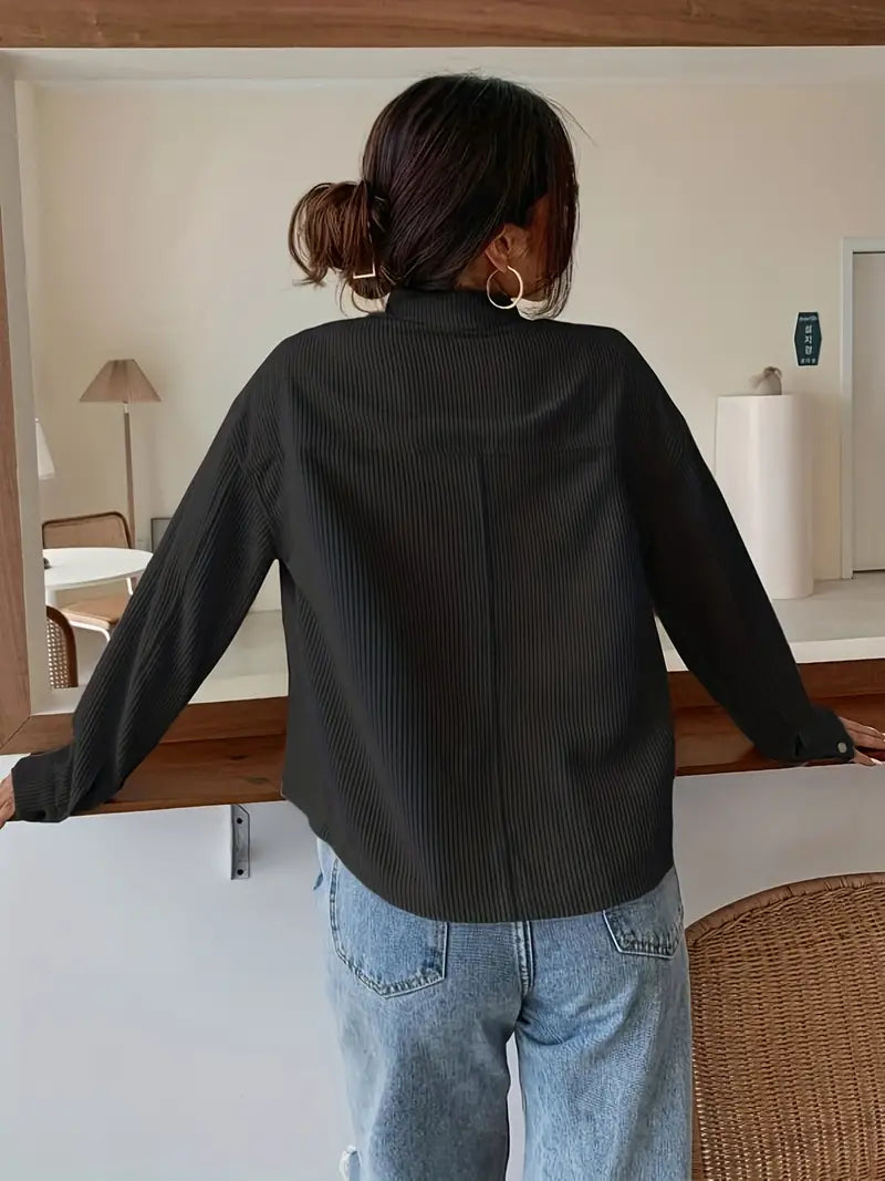 W&W Mode | Langärmelige Taschen Kordjacke mit Knöpfen