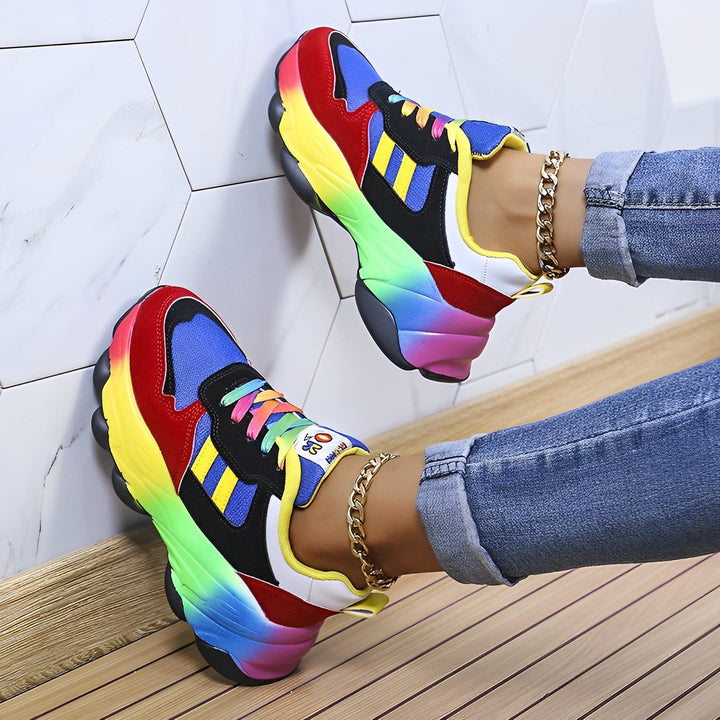 W&W Mode - bunte klobige Turnschuhe für Damen | Multicolor Design Sneaker Damen