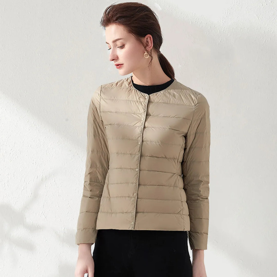 W&W Mode | Leichte, Kragenlose, Schlankmachende Daunenjacke Für Frauen