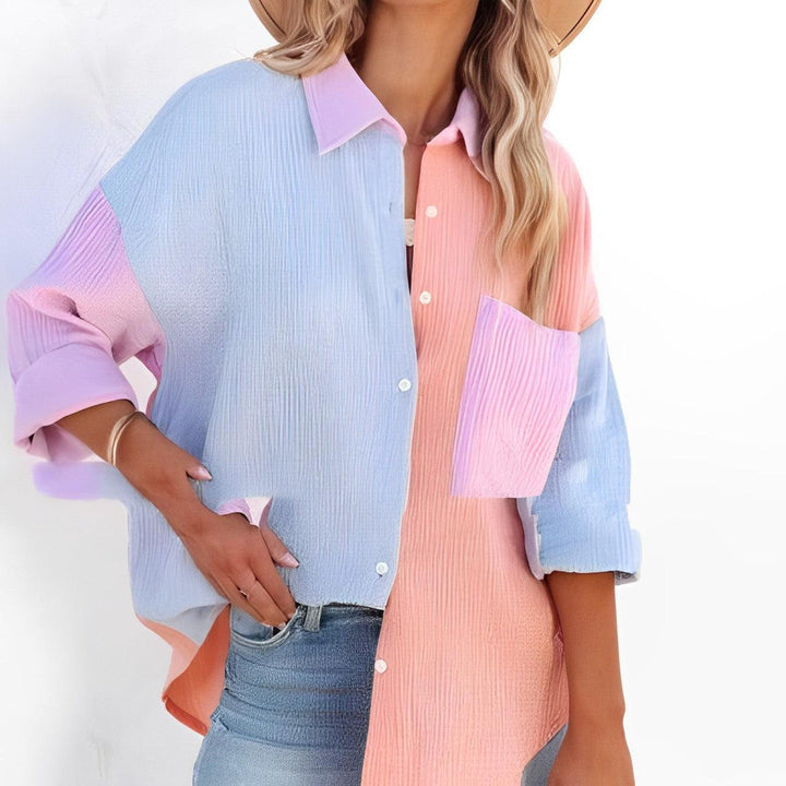 W&W Mode | Colorblock Hemd Mit Knopfverschluss Für Damen