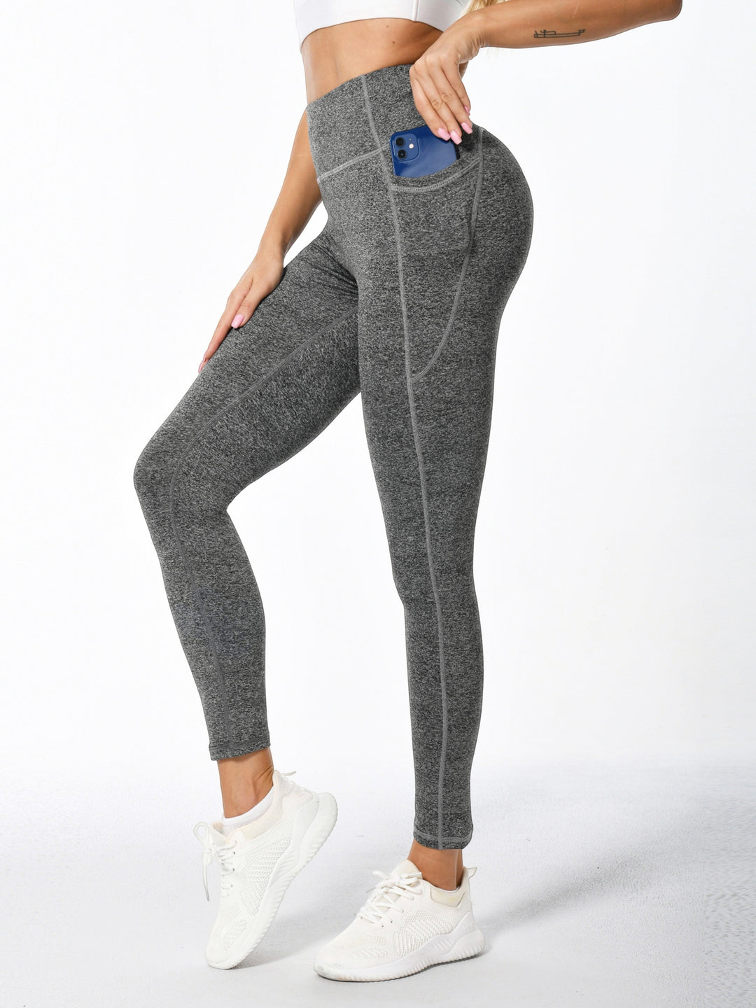 W&W Mode | Weiche Dehnbare Damen Sportleggings Mit Pohebehebung Und Taschen